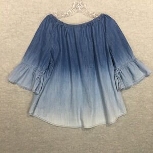 Ruby Rd Blue Ruby Rd. | Tops | Ruby Rd Petite Pl Chambray Off Shoulder 34 Ruffle ...
